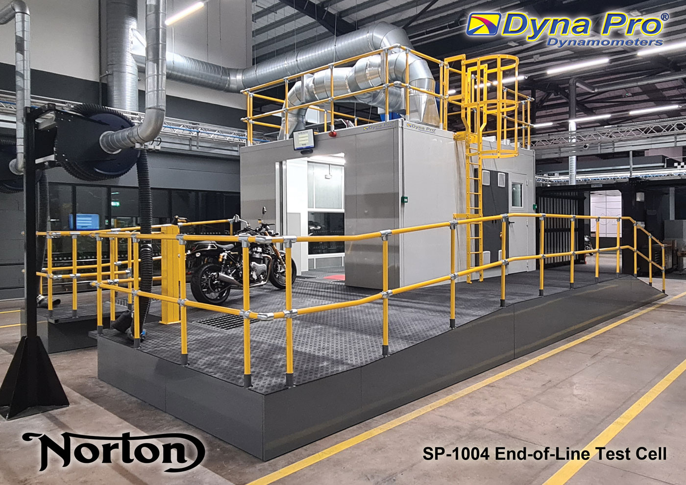 Norton Motorcycles End-of-Line Test Cell manufactured by Dyna Pro Dynamometer
