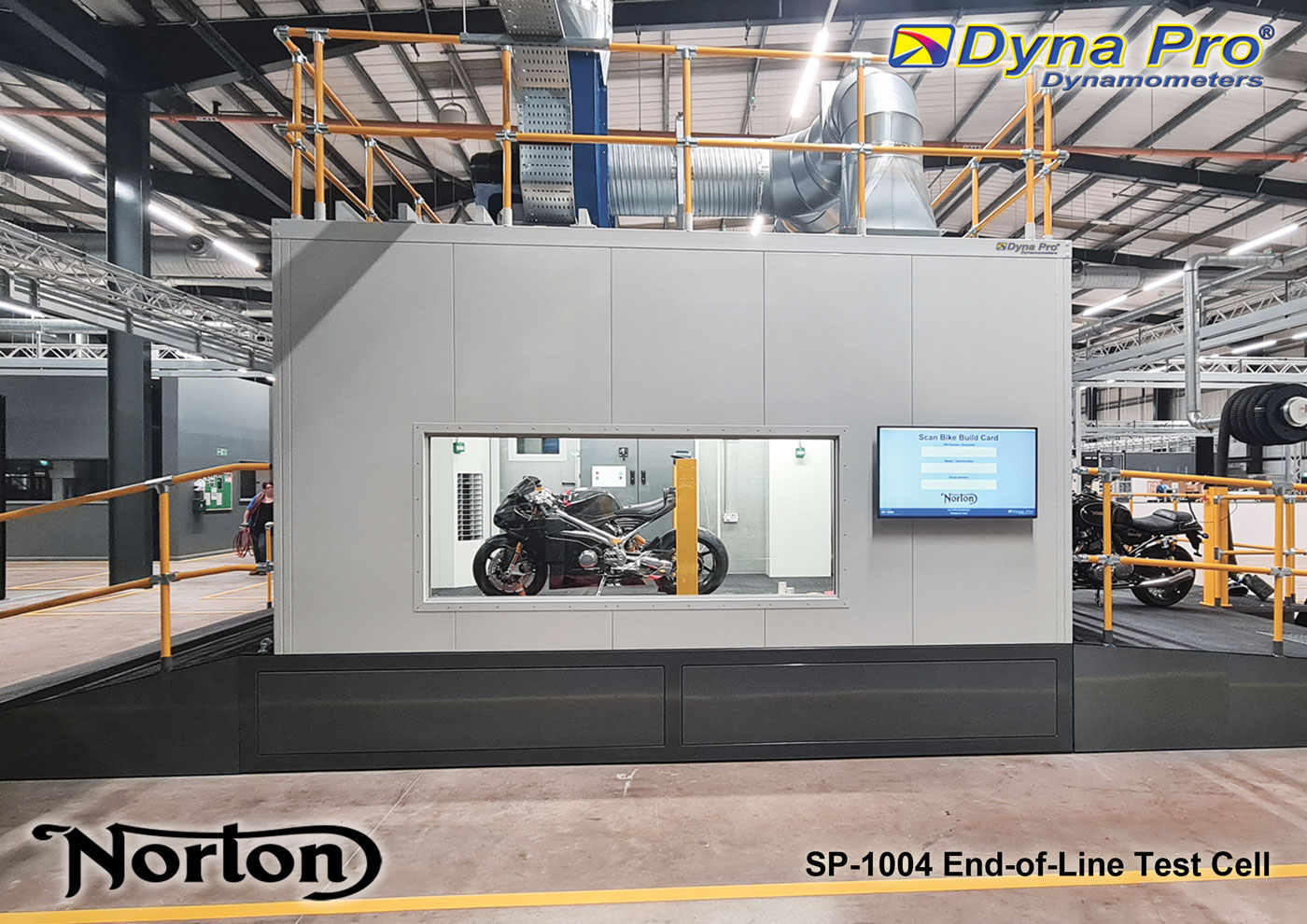Norton Motorcycles End-of-Line Test Cell manufactured by Dyna Pro Dynamometer
